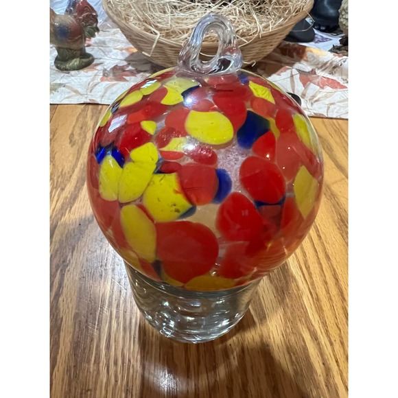 Handblown Art Glass Suncatcher Friendship Ball Multi-color Pedestal Foot - Picture 7 of 7